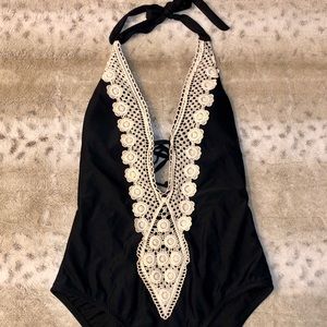 Black and White Lace Swimsuit